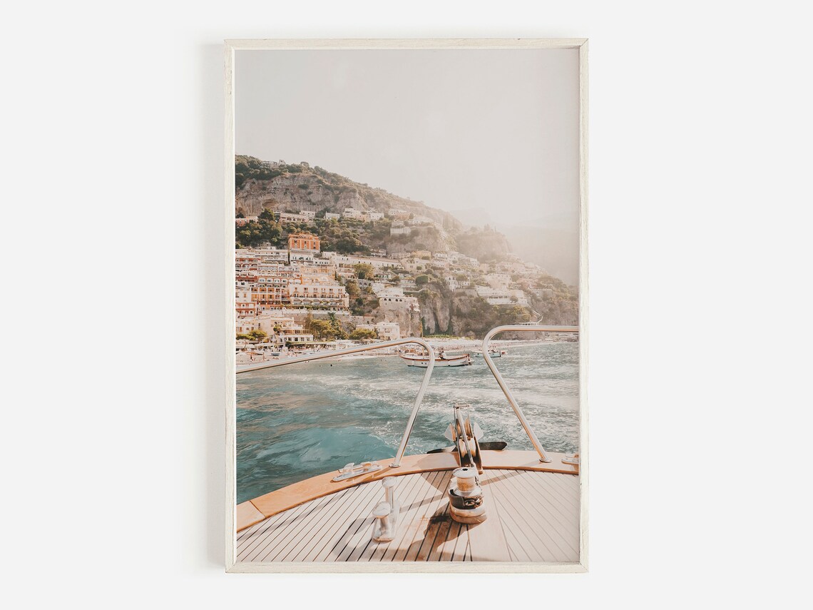 Amalfi Coast Boat Print, Positano Travel Poster
