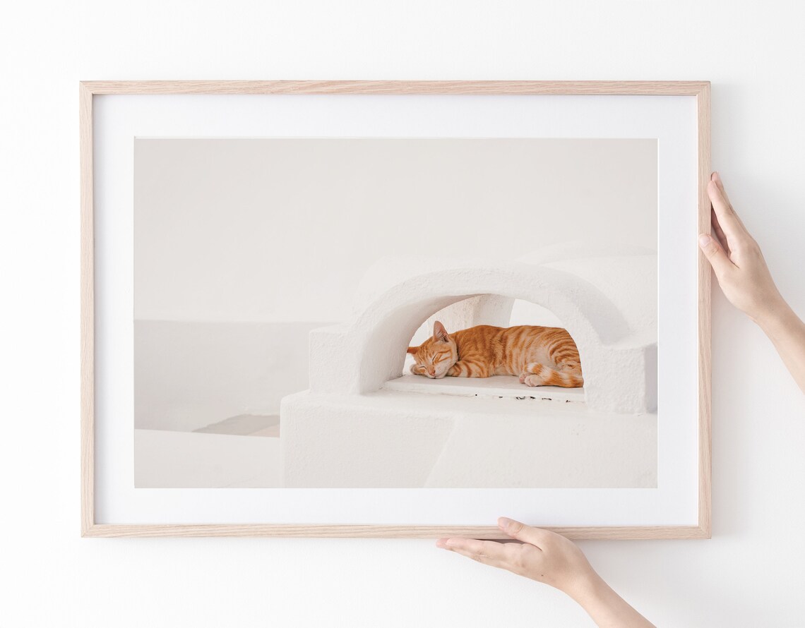 Sleeping Cat Print Greece, Travel Decor Poster - Image 2
