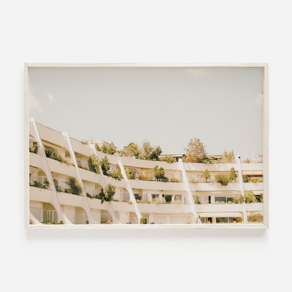 Apartment Architecture Greenery In Apartment White Building Print Architecture Wall Art Innovative Architecture Industrial Photo