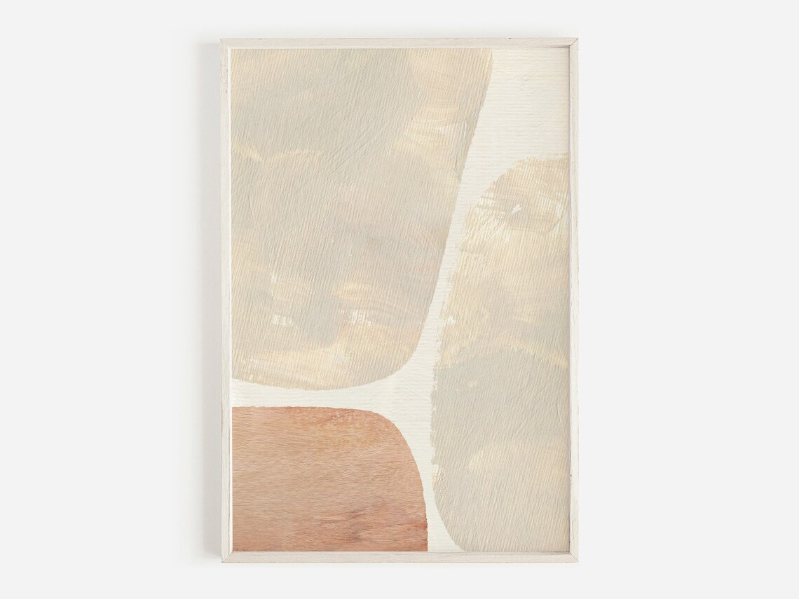Beige Brush Block Taupe Terracotta Abstract Modern Neutral Art Poster
