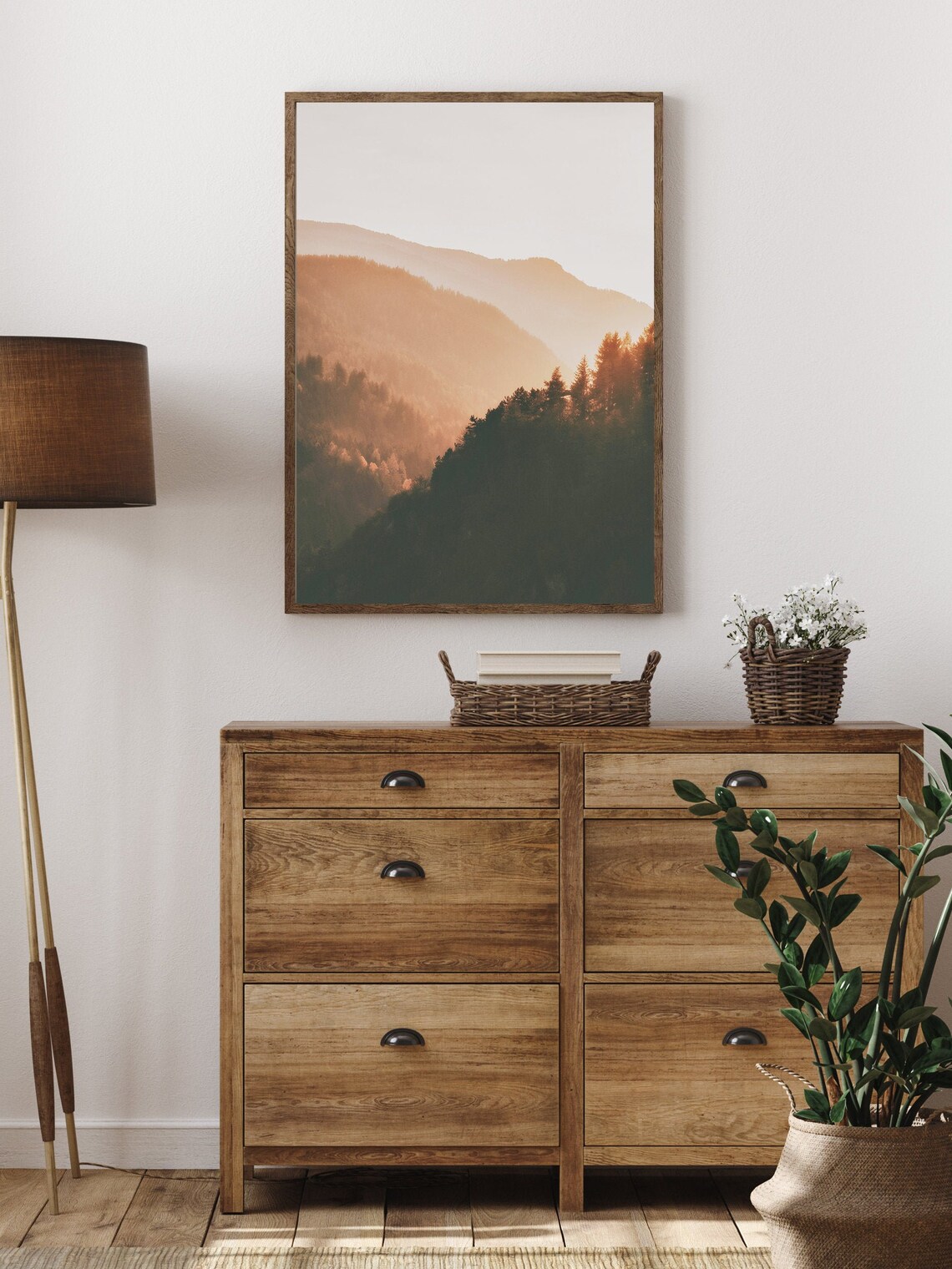 Sunrise Mountain Range Landscape Art Print, Rustic - Image 4