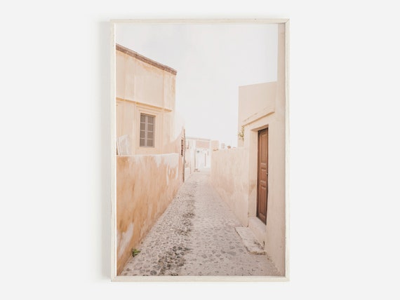 Greek Architecture Greek Island Photo Santorini Wall Art Beige Neutral Print Greece Travel Print Coastal Greece Town Print