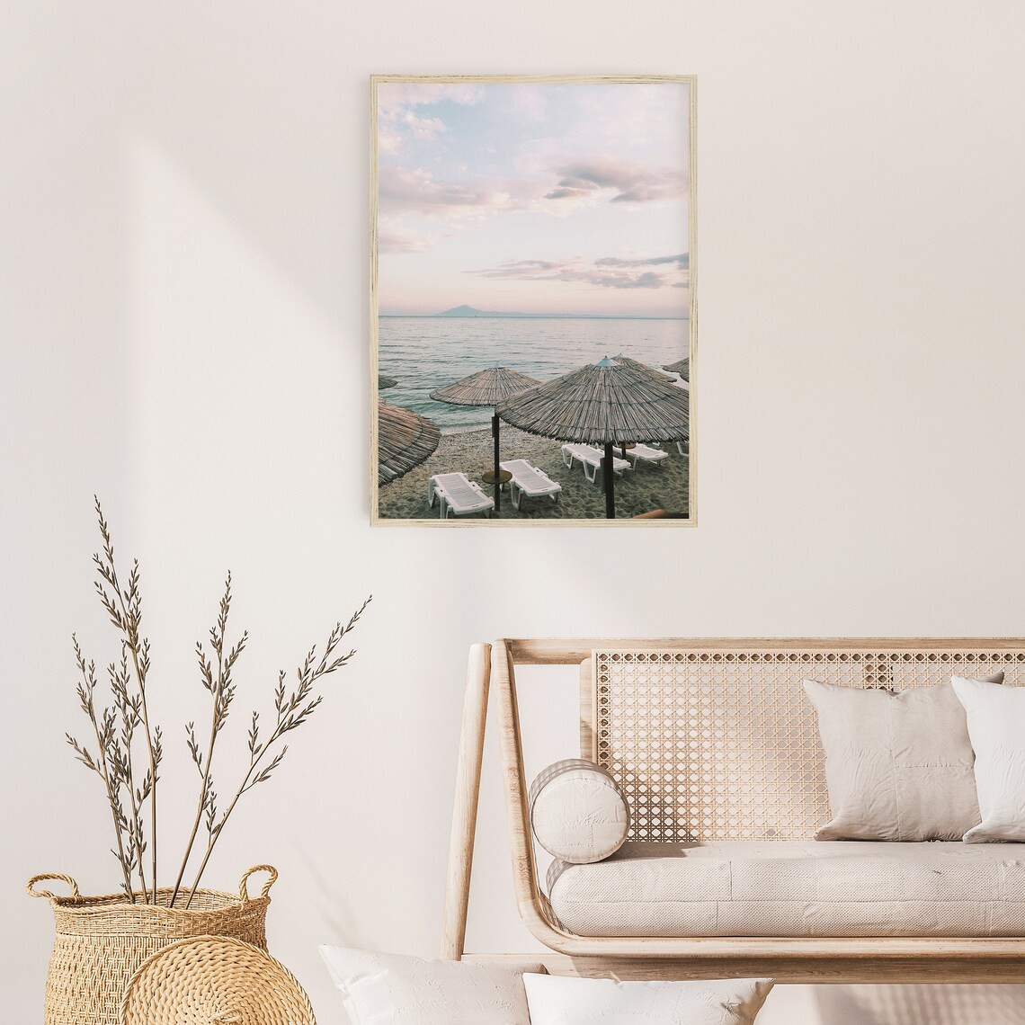 Beach Umbrella Print, Pastel Sunset Coastal Art - Image 3