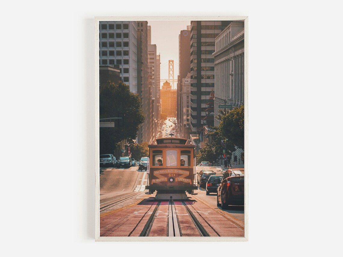 San Francisco Trolley Travel Poster, Cityscape Art