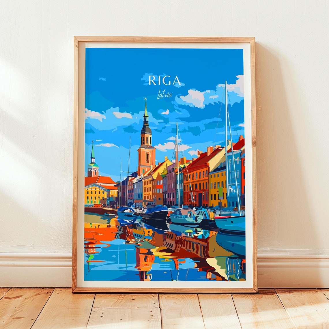 Riga Latvia Baltic Harbor Colorful Old Town Waterfront Poster