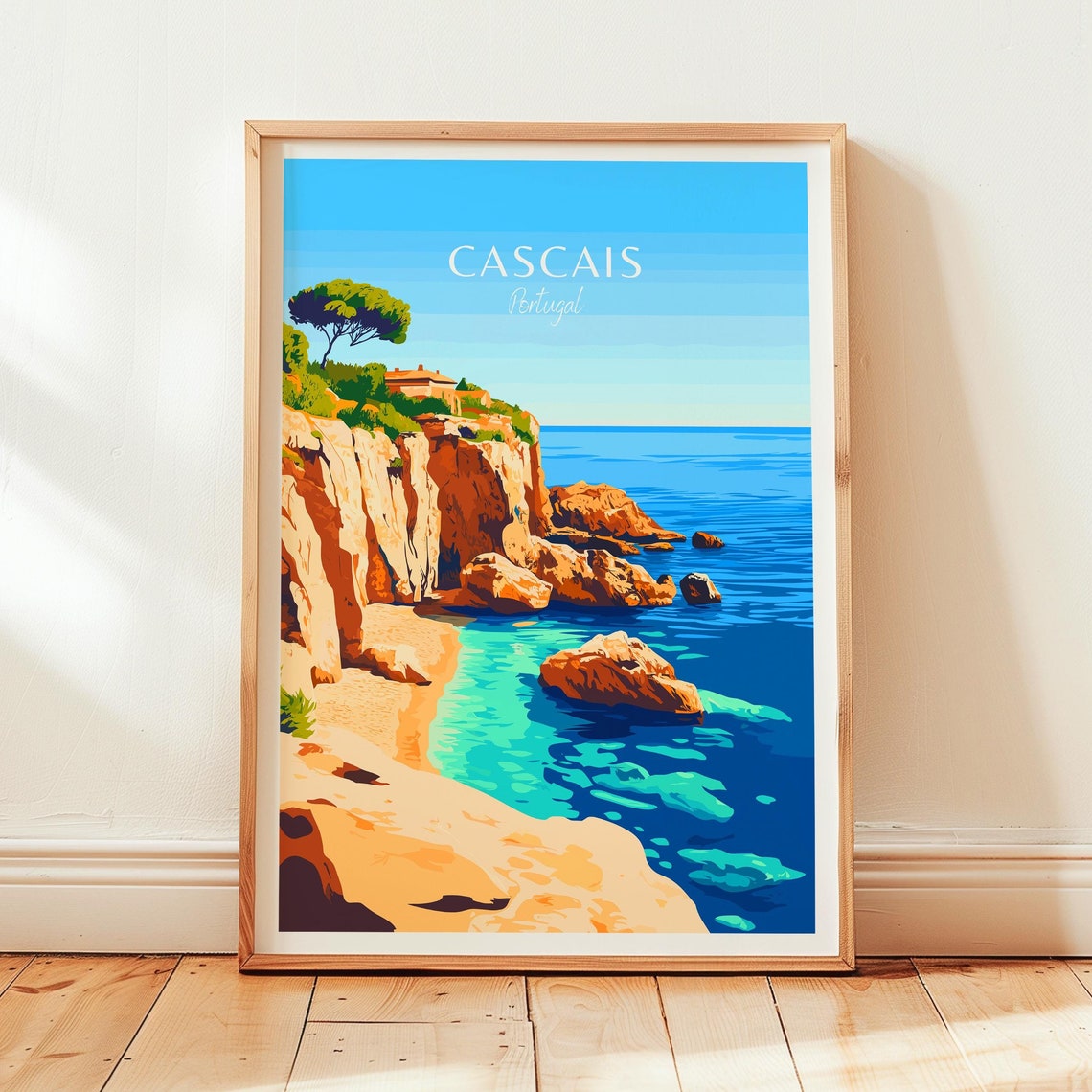 Cascais Portugal Dramatic Cliff Cove Turquoise Bay Coast Poster