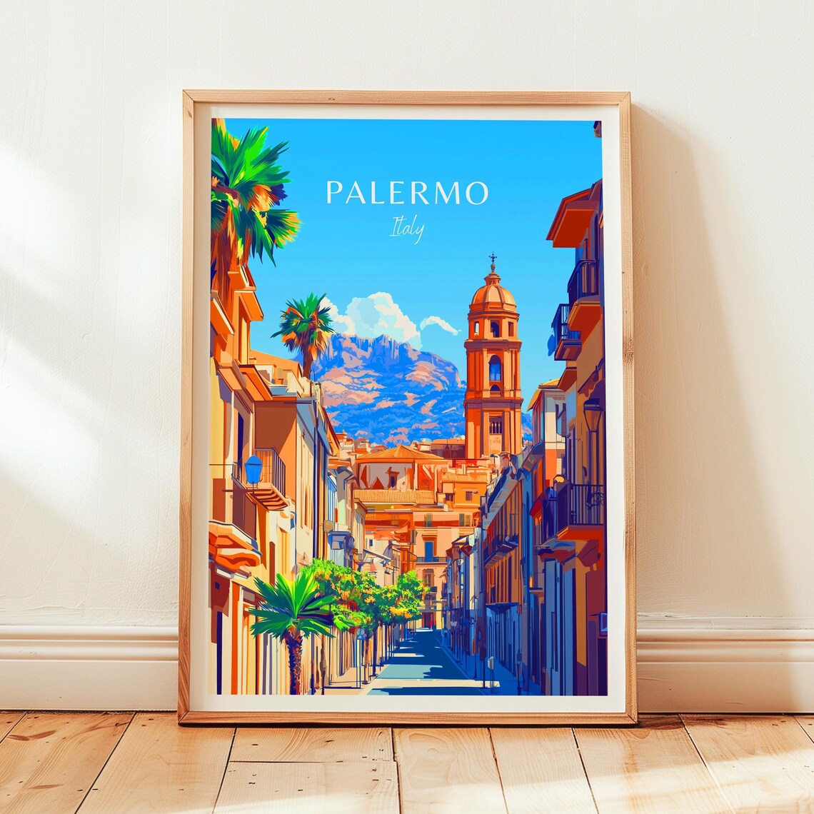 Palermo Travel Poster, Italy Wall Art Print