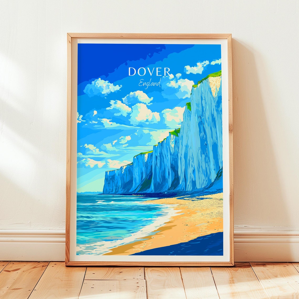 Dover England Famous White Chalk Cliffs Channel Coastline Poster