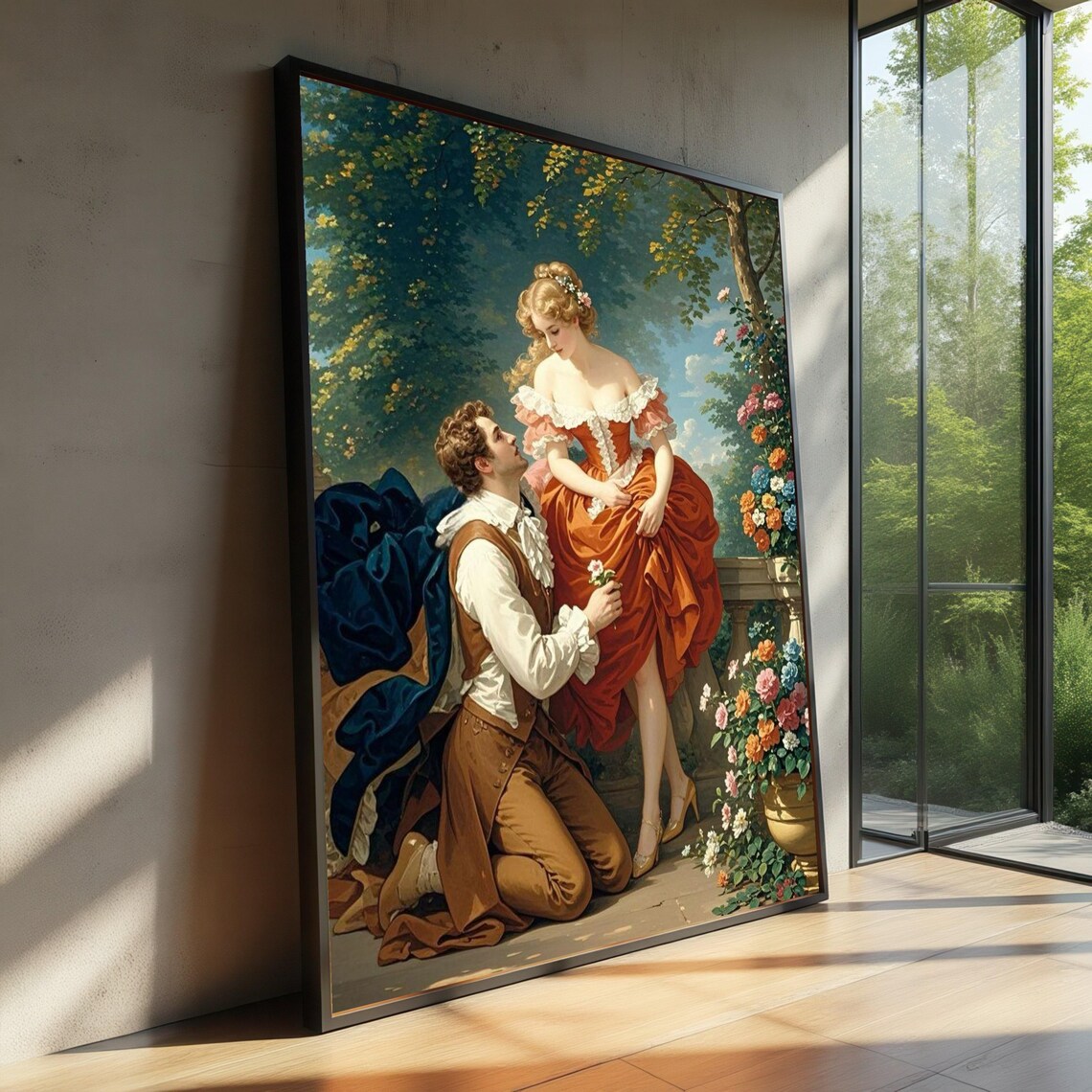 Romantic Vintage Couple Poster Print, Baroque Love Scene