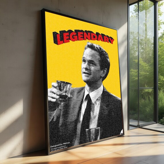Legendary Bold Typography Canvas Retro Bar Scene Wall Art Inspirational Quote Decor Yellow Background Unique Home Decoration