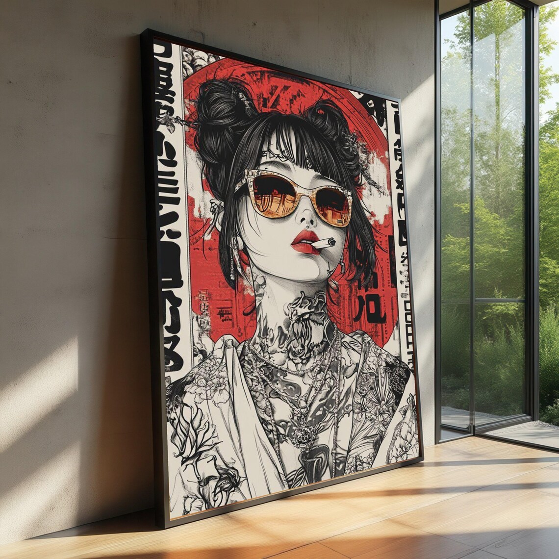 Tattooed Woman, Urban Street Style Poster Print