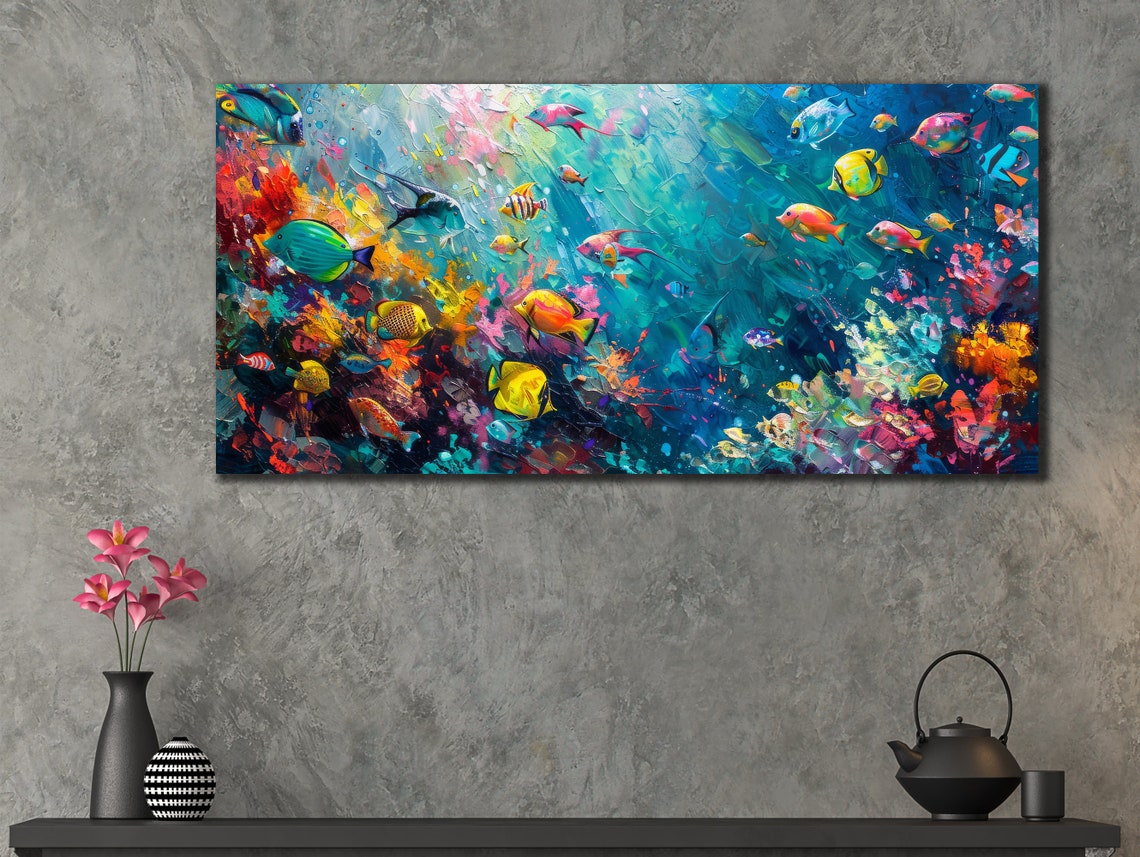 Tropical Fish Coral Reef Underwater Vibrant Ocean Life Wall Poster - Image 2
