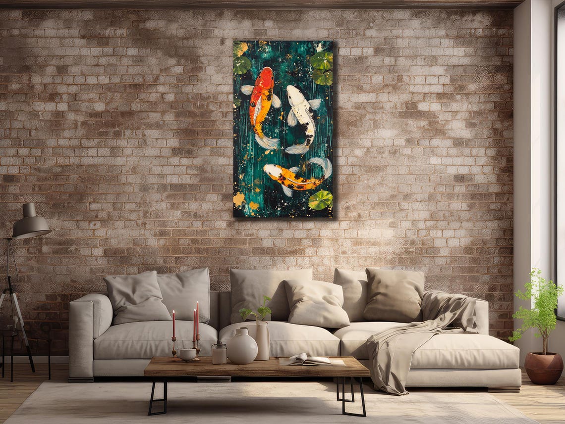 Koi Fish Art Print For Bedroom Decor Colorful Fishes Wall Decor Sea Painting Animal Print On Underwater Life Painting Art - Image 3