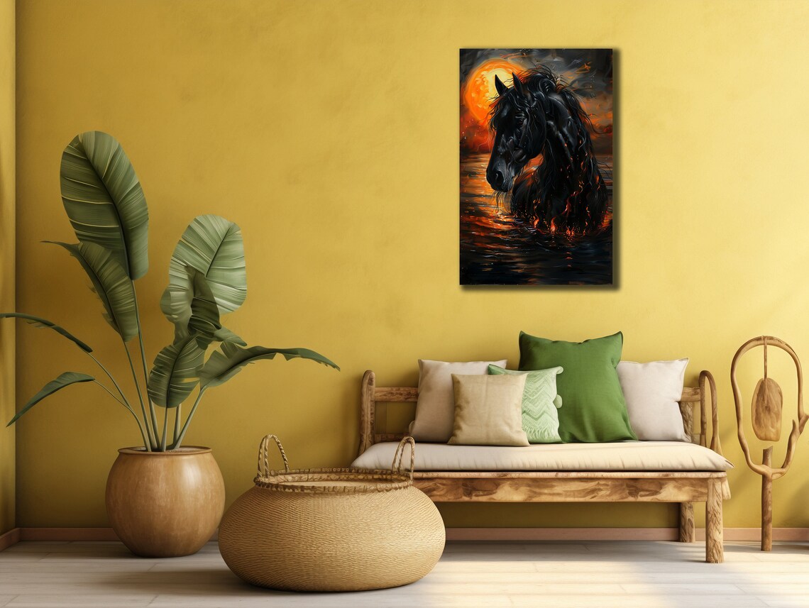 Horse Prints Wall Art Black Horse On Painting Animal Poster Farmer Gifts Home Decoraton Art Prints Horse Gift