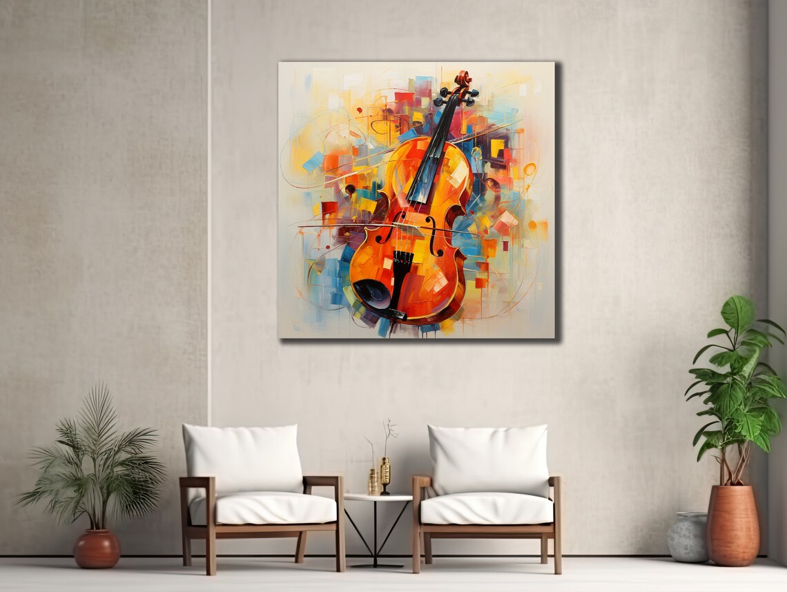 Cello Abstract Painting Colorful Music Instrument Art Modern Musician Wall Poster - Image 3