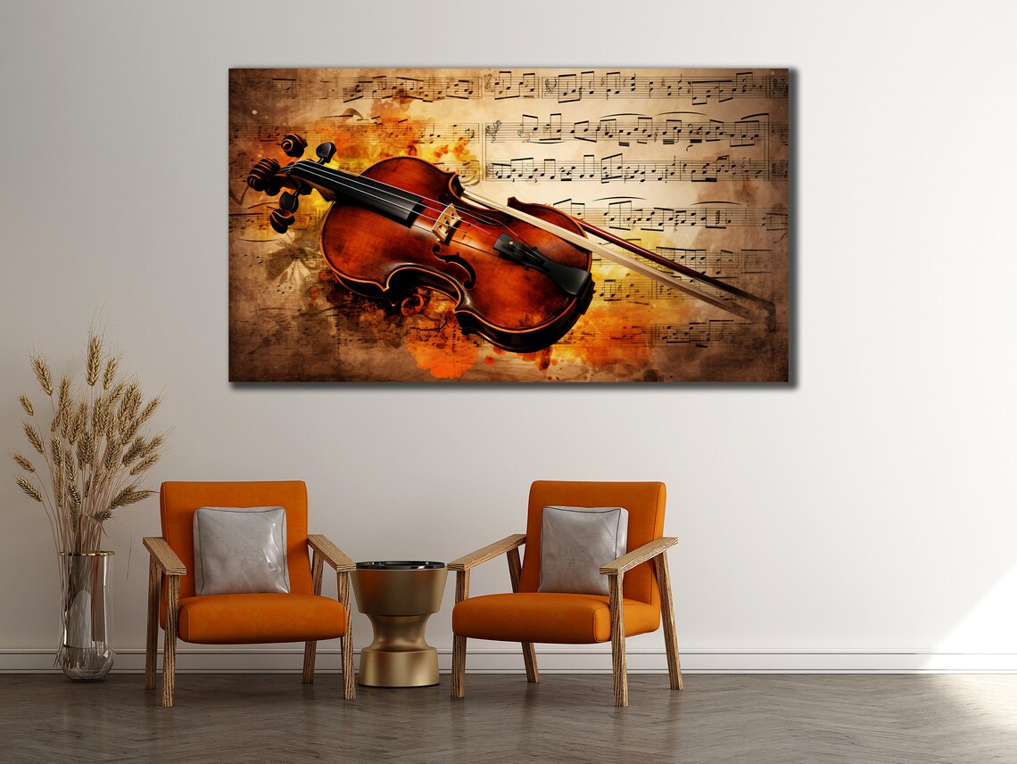 Vintage Violin Sheet Music Background Musical Art Print Poster - Image 3