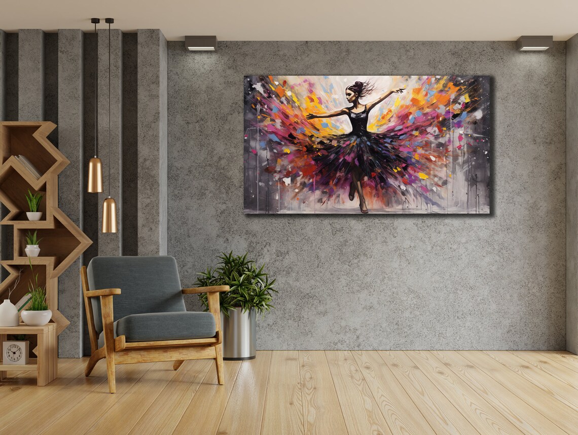 Ballerina in Colorful Splash Tutu Watercolor Dance Wall Art Poster - Image 2