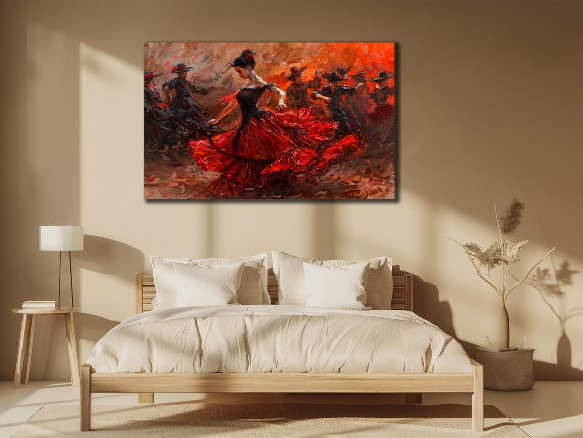 Flamenco Dancer Red Dress Spanish Dance Impressionist Art Wall Poster - Image 3
