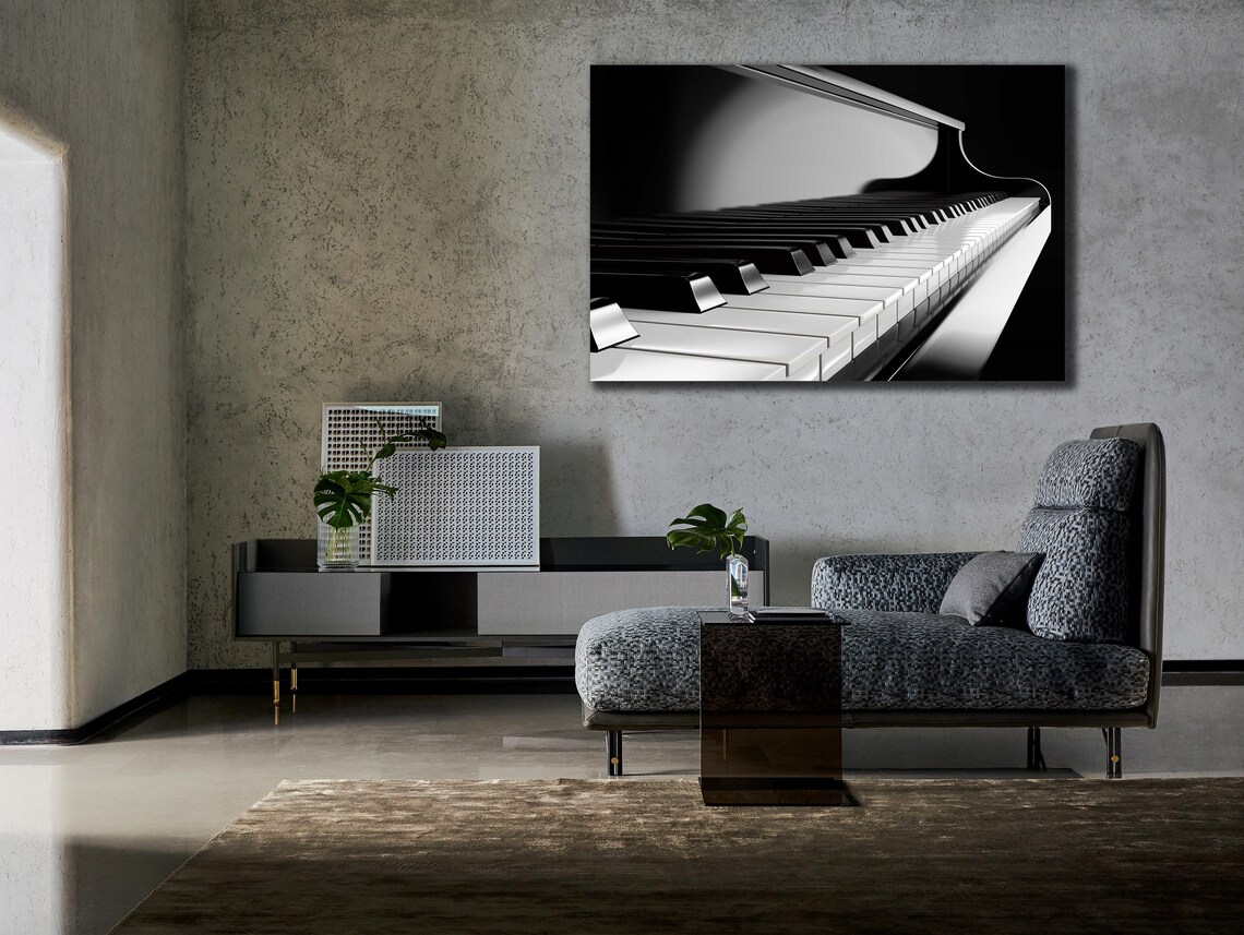 Grand Piano Keys Close Up Black and White Music Piano Art Poster - Image 2