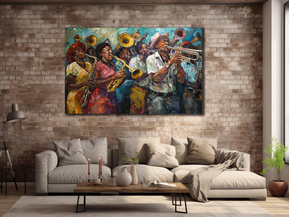 Jazz Brass Band Trumpets Colorful Musician Painting Wall Art Poster
