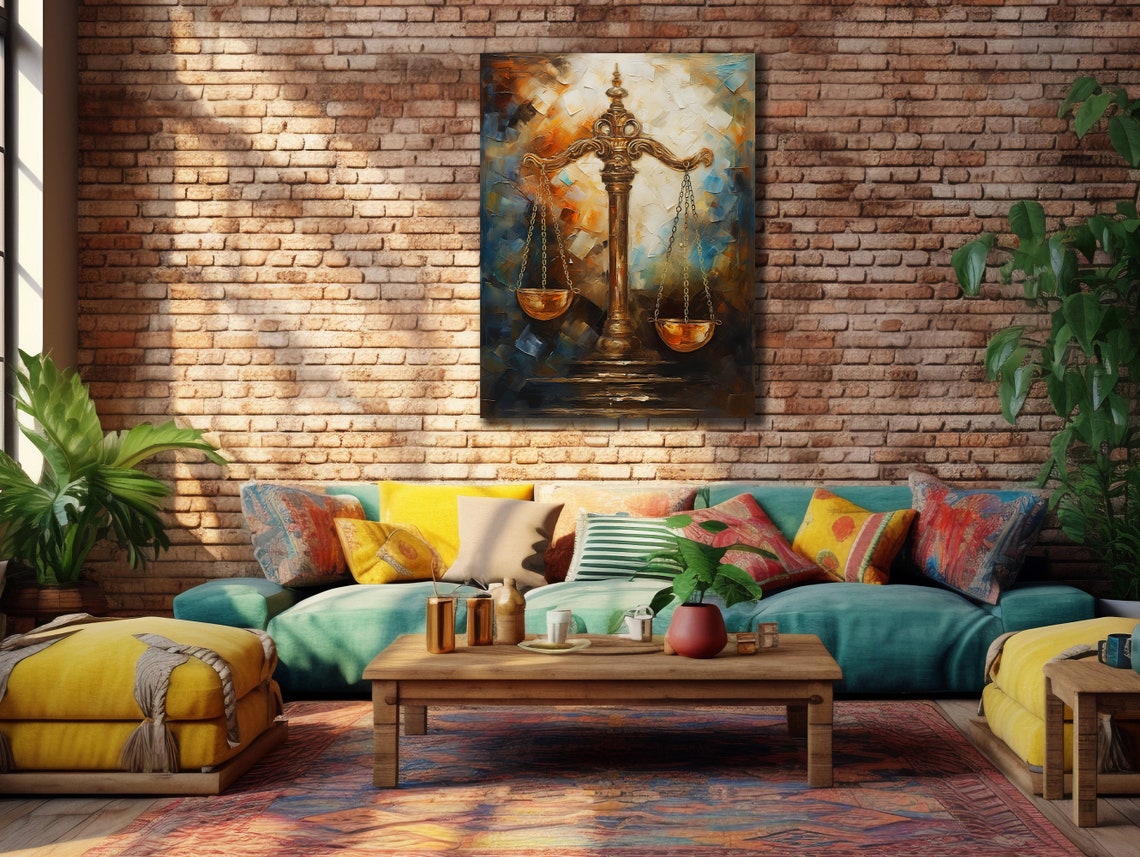 Scales Of Justice Art Lawyer Office Wall Decor Print Wall Art Gift For Lawyer Lawyer Gifts Balance Of Justice Painting On Canva - Image 2