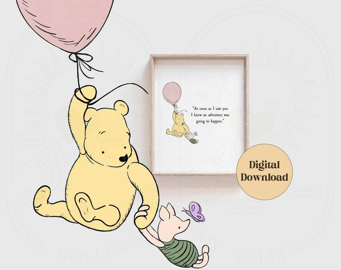 Winnie The Pooh Quote Nursery Decor, Vintage Art Print