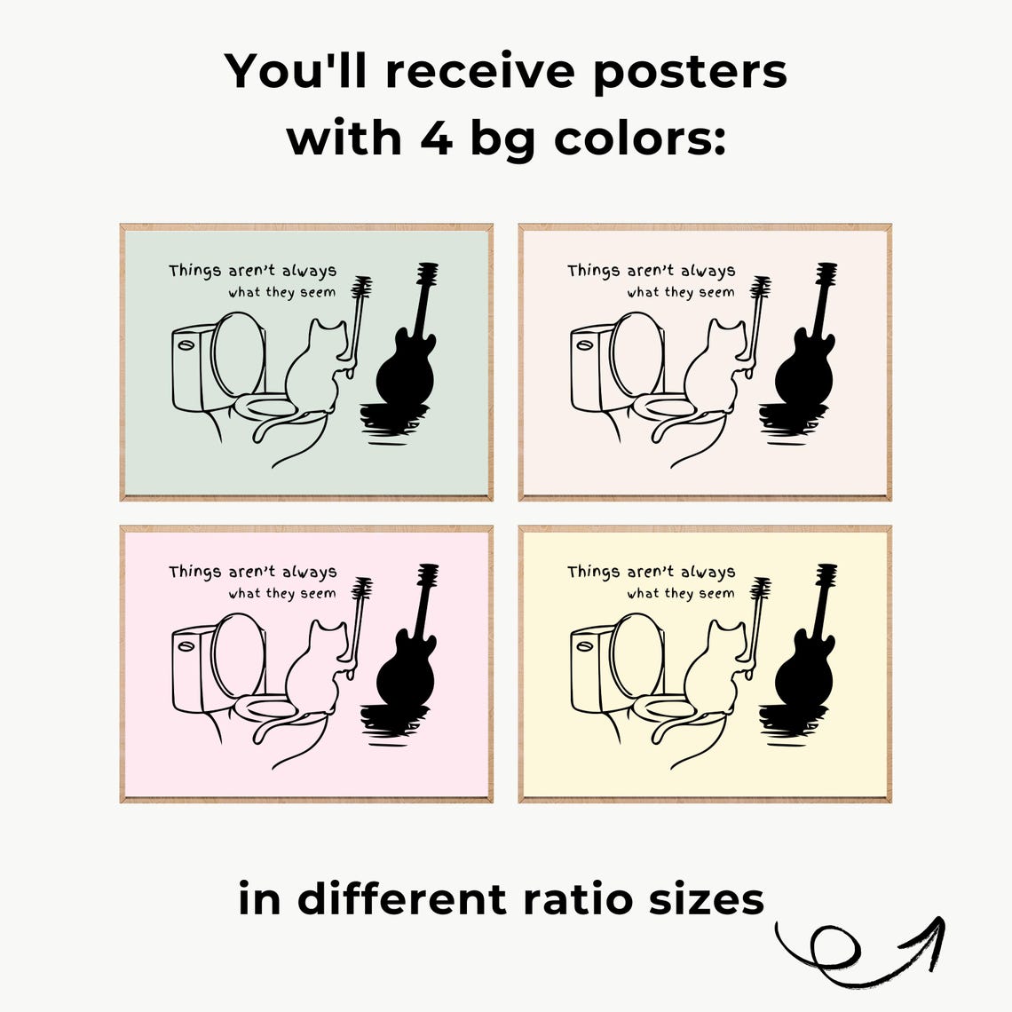 Things Are Not Always What They Seem Funny Cat Guitar Shadow Poster - Image 2