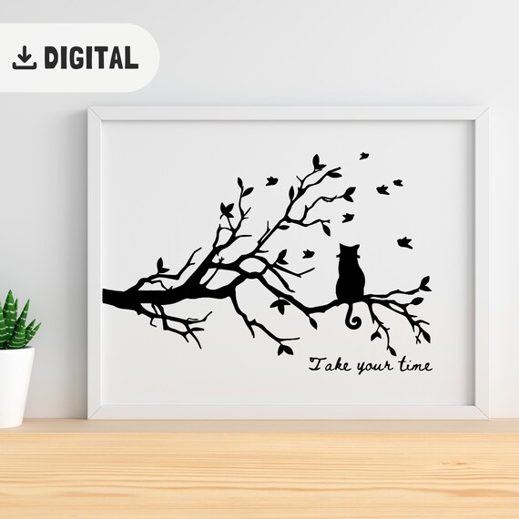 Cute Cat Wall Art Print Catful Wall Decor Trendy Aesthetic Home Decoration Inspiration Walldecor Cats Fall Print Minimalism Introvert Art