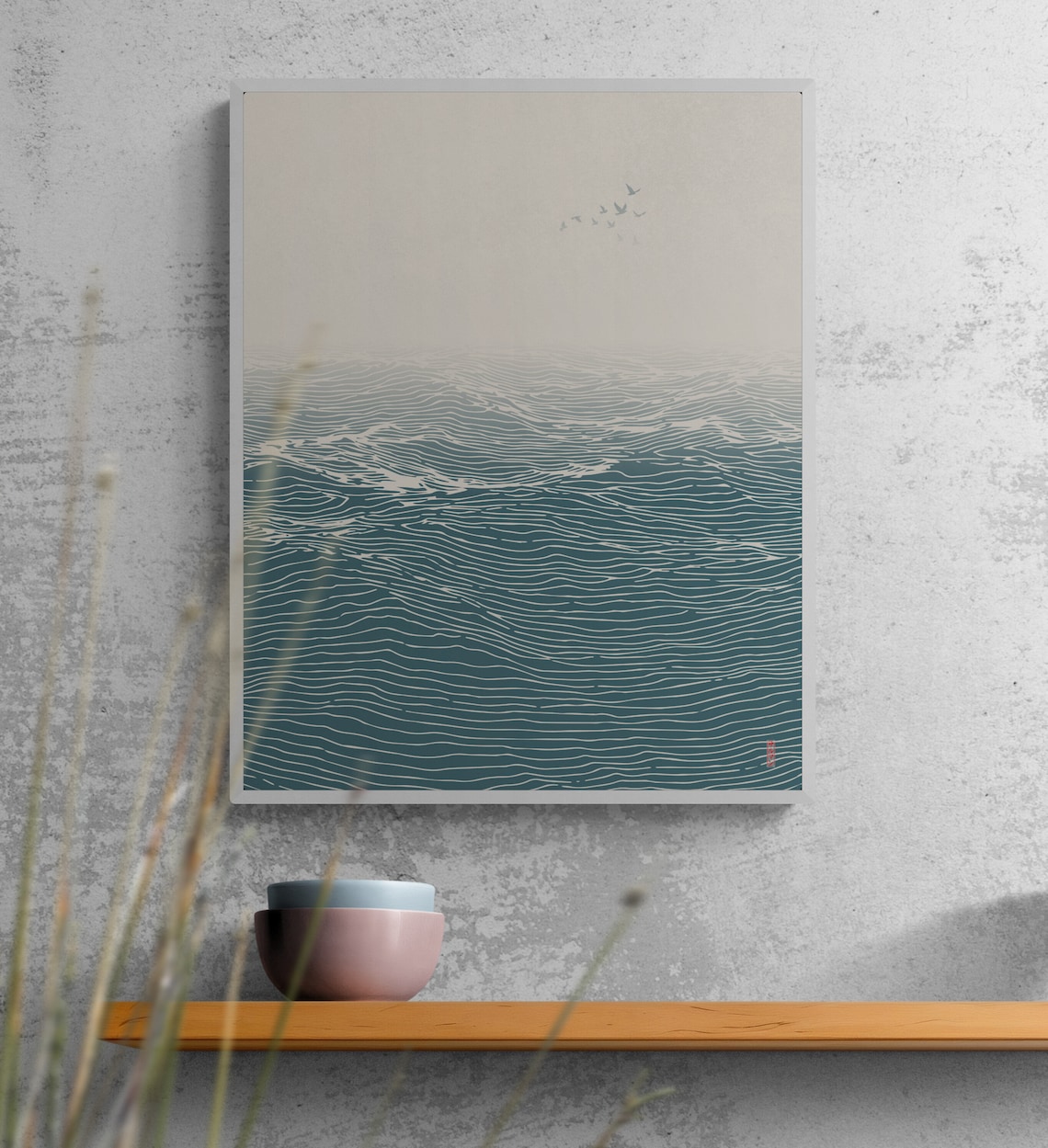 Out At Sea Japanese Waves, Japandi Travel Poster - Image 3