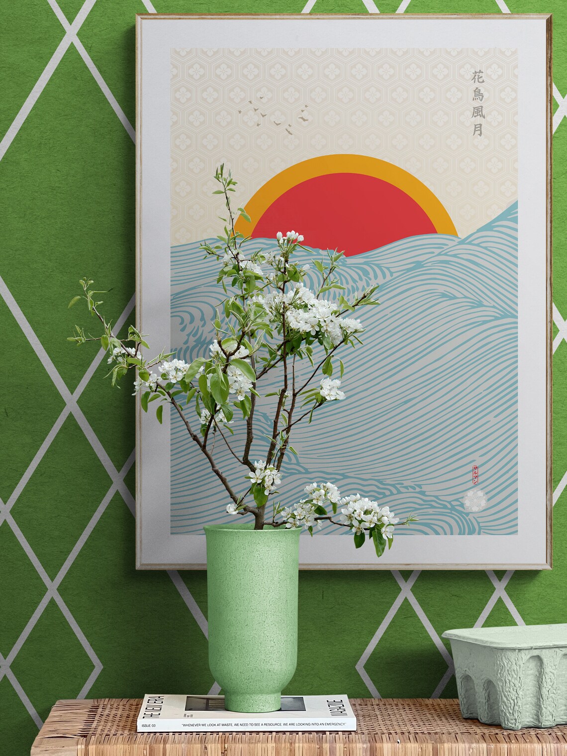The Rising Sun Japanese Waves Hokusai Art Print - Image 3
