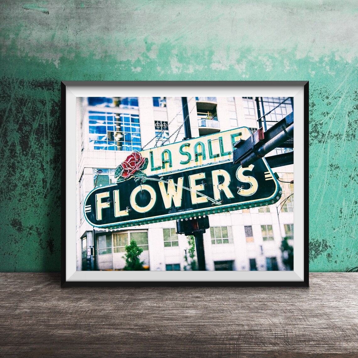 Lasalle Flowers Chicago Vintage Neon Sign Art Print