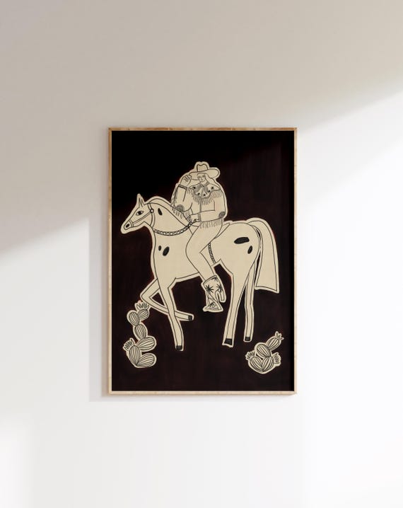 Vintage Western Cowgirl Poster Print Cowboy Wall Art Retro Wild West Home Decor Trendy