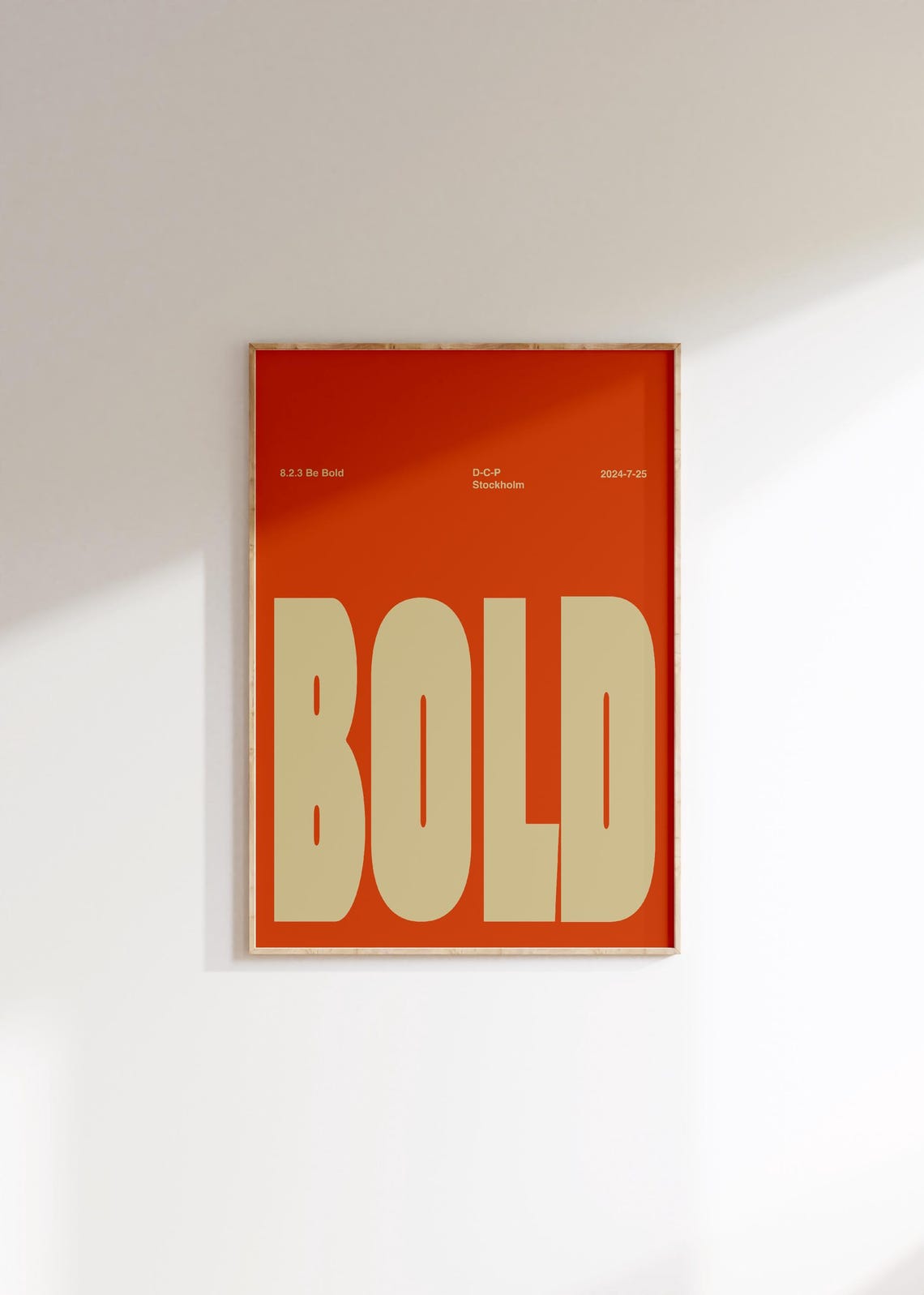 Be Bold Typography Poster Red Cream Retro Stockholm Design Home Decor