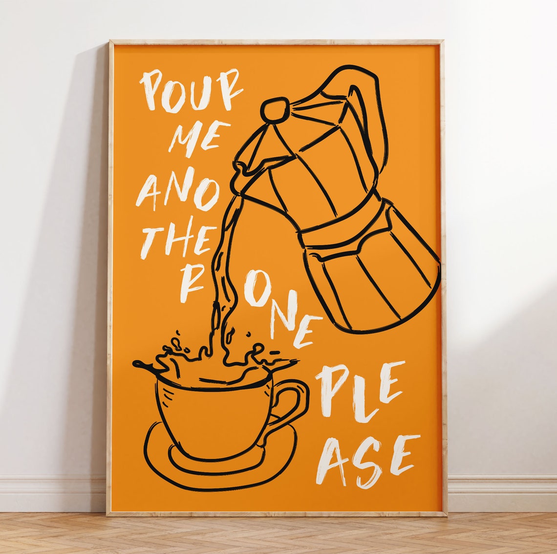 Pour Me Another One Please Moka Pot Orange Coffee Art Poster - Image 2