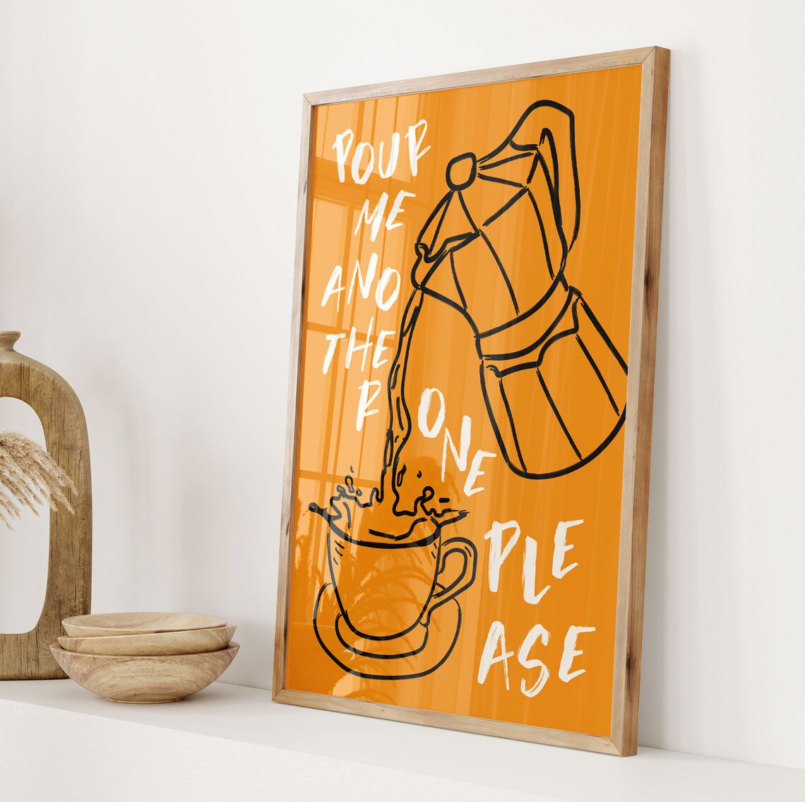 Pour Me Another One Please Moka Pot Orange Coffee Art Poster - Image 3