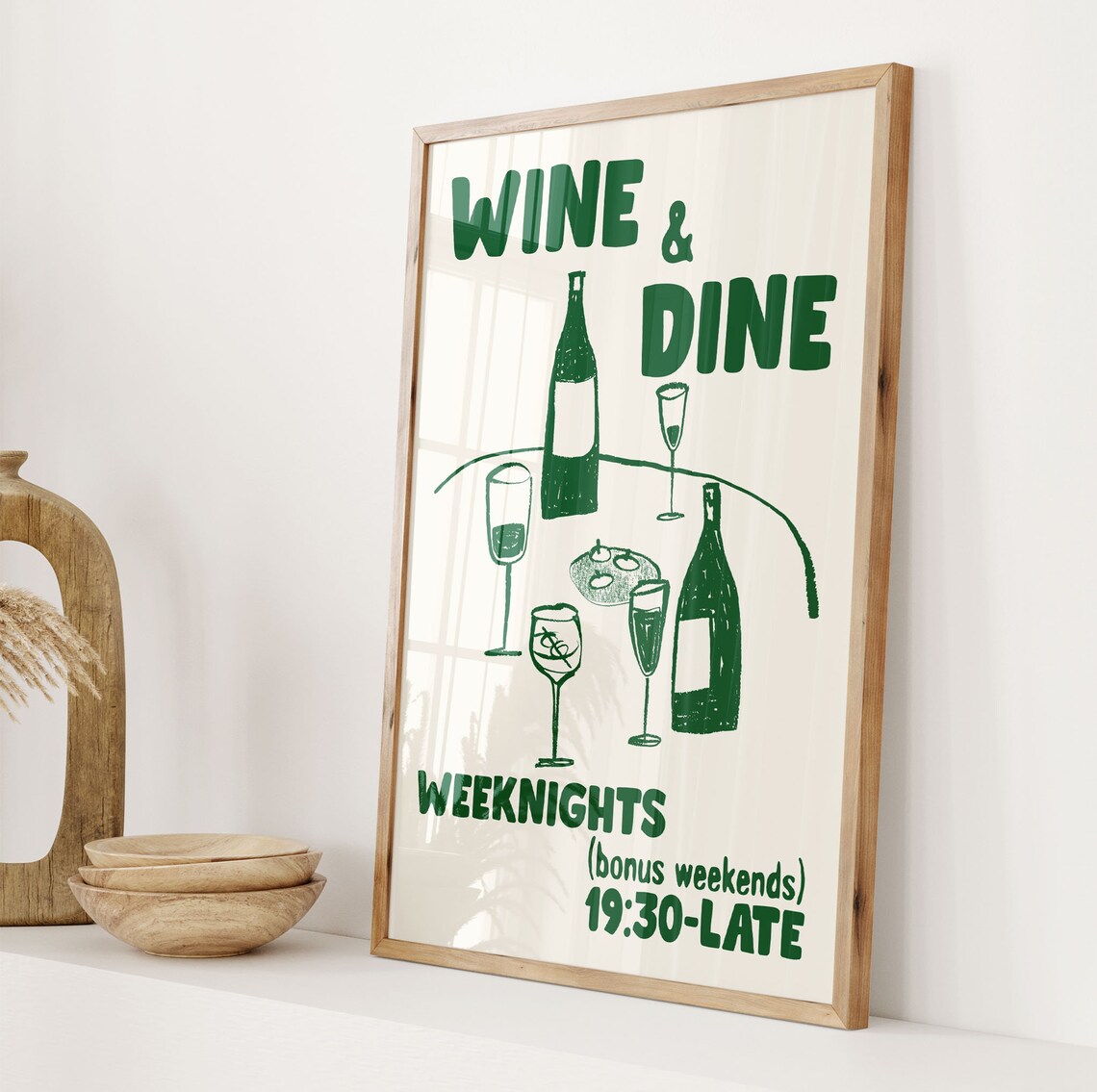 Wine Dine Club Retro Mid-Century Kitchen Art Print - Image 2