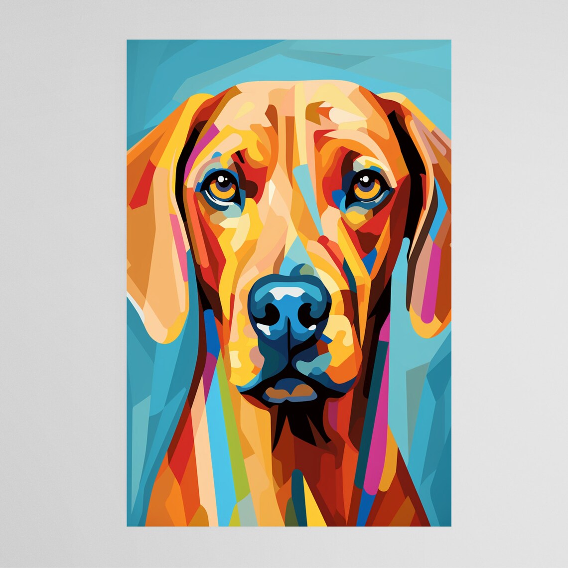 Geometric Rhodesian Ridgeback Warm Orange Pop Art Dog Portrait Poster