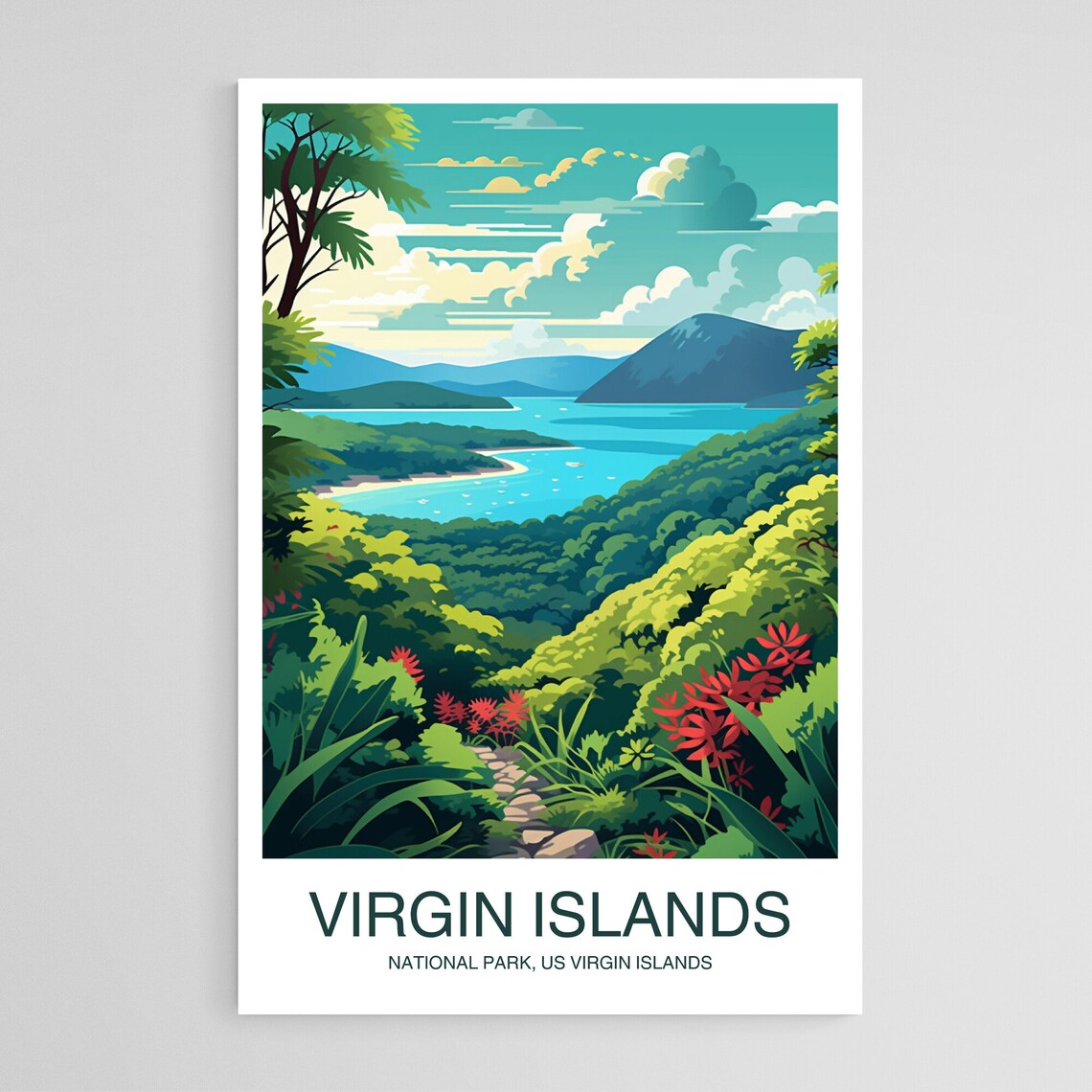 Virgin Islands National Park Caribbean Turquoise Bay Travel Art Poster
