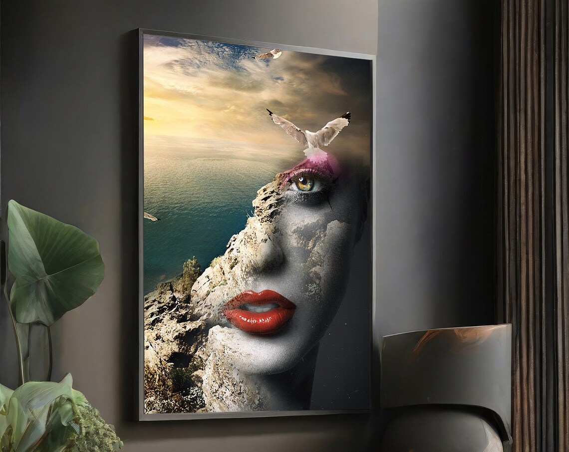 Surreal Woman And Nature Fusion, Unique Decor