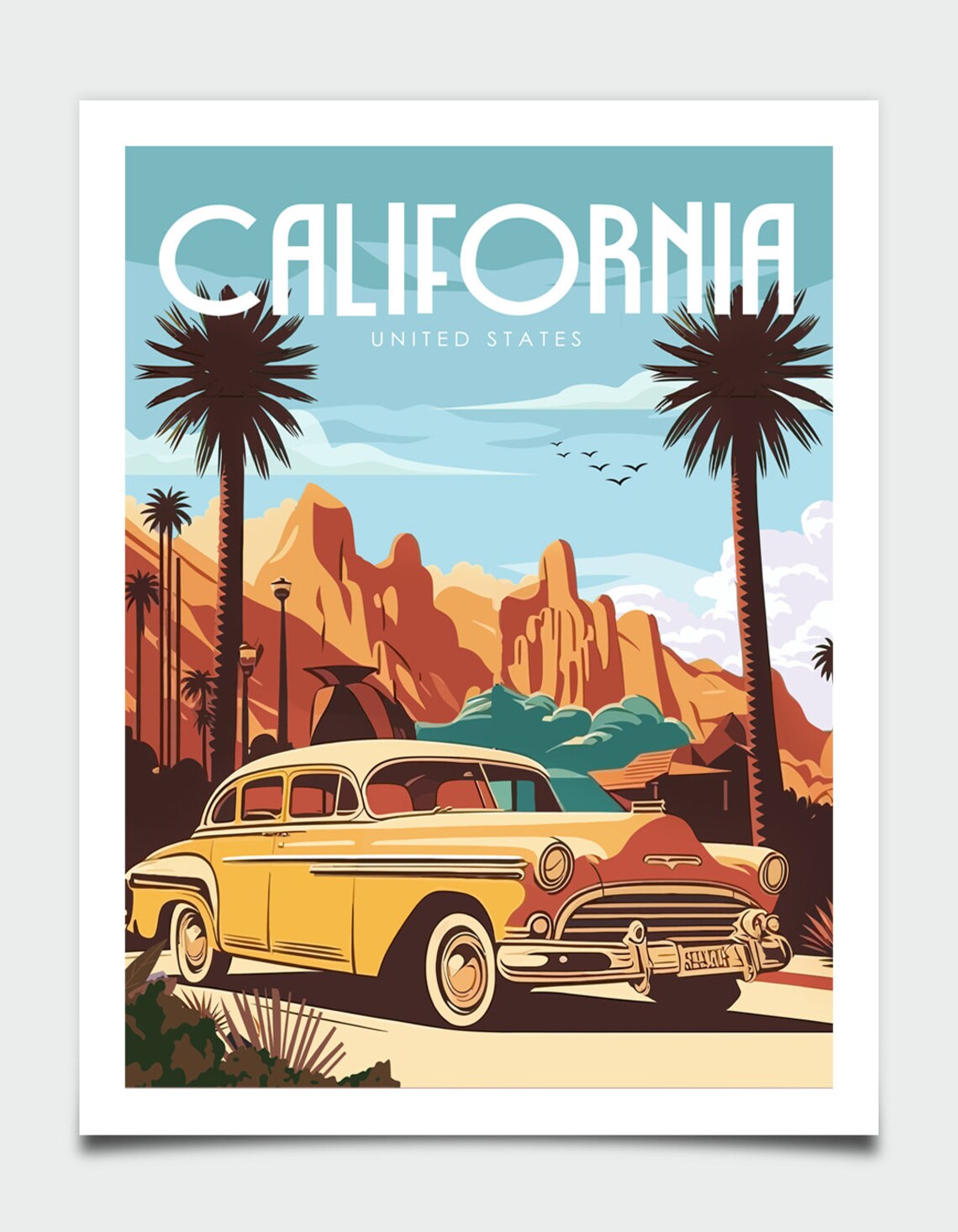 California Poster California Wall Art Travel Wall Art Retro Wall Art Retro Travel Poster Large Travel Print New Home Gift Us Gift - Image 4