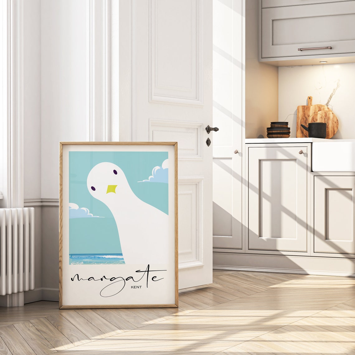 Margate Kent Seagull Beach Script Style Coastal Travel Poster - Image 2