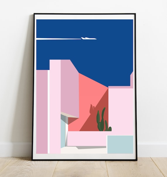 Art Deco Architectural Poster, Colourful Wall Art