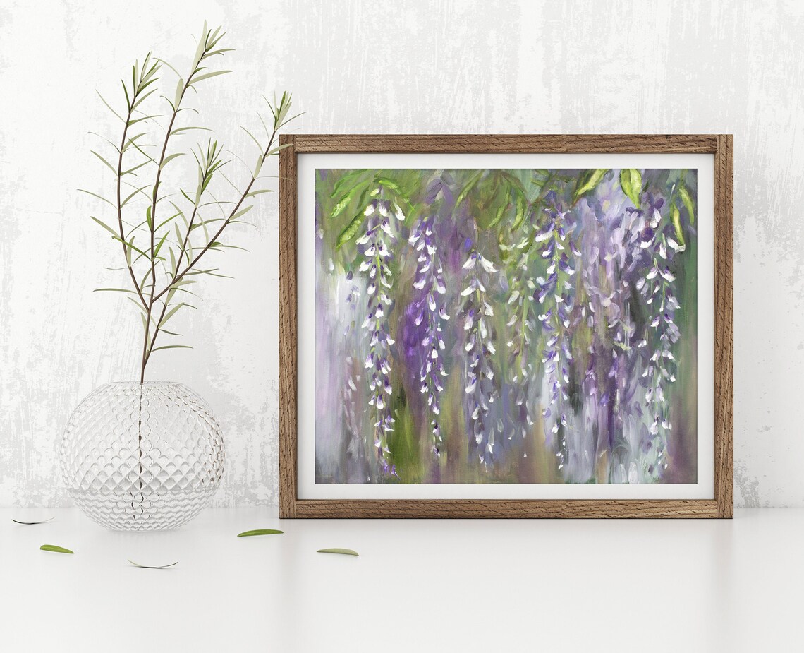 Wisteria Floral Art Print, Lilac Botanical Decor