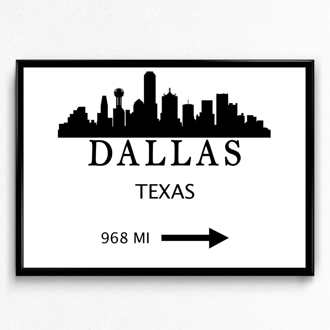 Dallas Texas Modern Poster, City Skyline Art Print