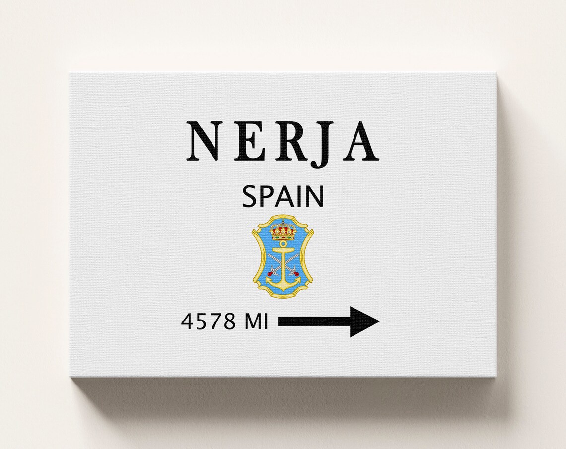 Nerja Spain Mileage Sign Travel Poster