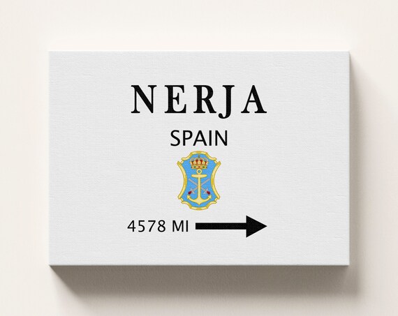 Nerja Spain Mileage Sign Travel Poster