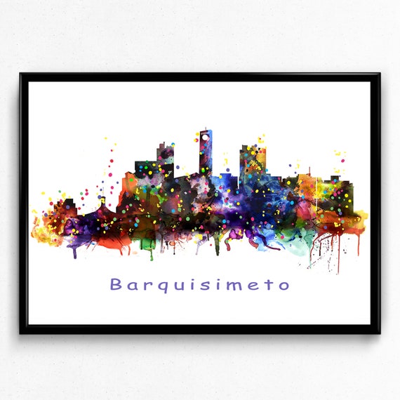 City Skyline Watercolor Print, Venezuela Cityscape