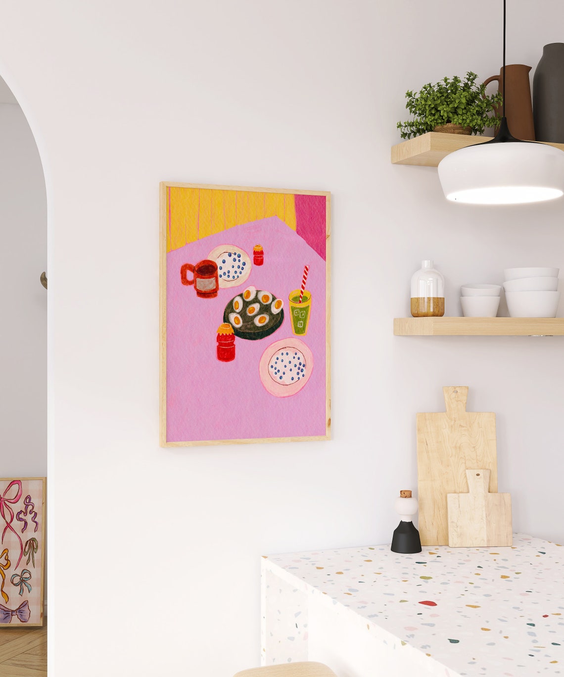 Colorful Breakfast Tablescape Food Illustration Kitchen Print