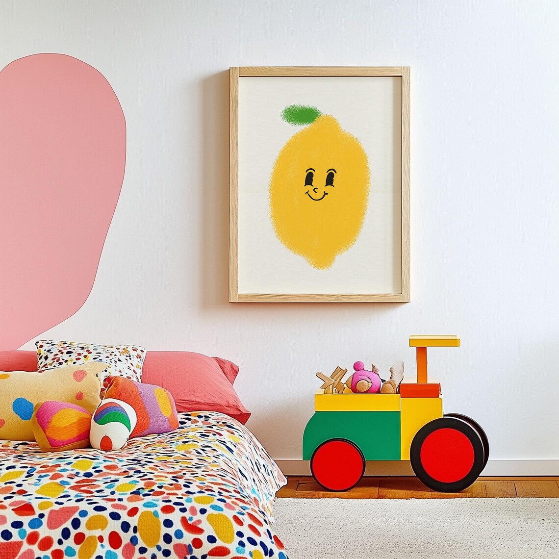 Lemon Nursery Print, Quirky Retro Art Print