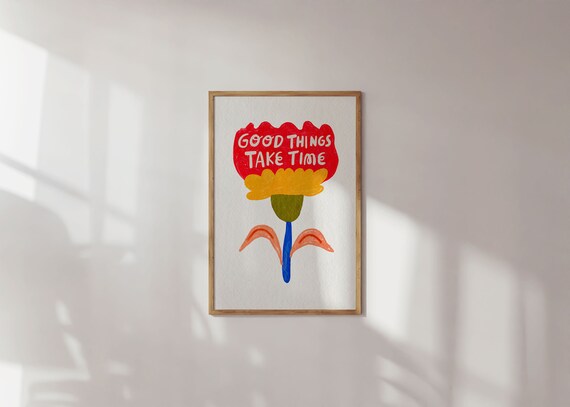 Floral Quote Art Print, Motivational Wall Art